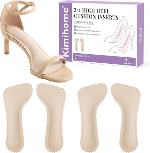 High Heel Inserts for Women - Kimihome 2 Pairs Anti Slip 3/4 Invisible Cushion Insoles Shock Absorption, Comfort Self-Adhesive Arch Support Insoles for Dress Shoes, Sandals, Flats (Size M) in Kuwait