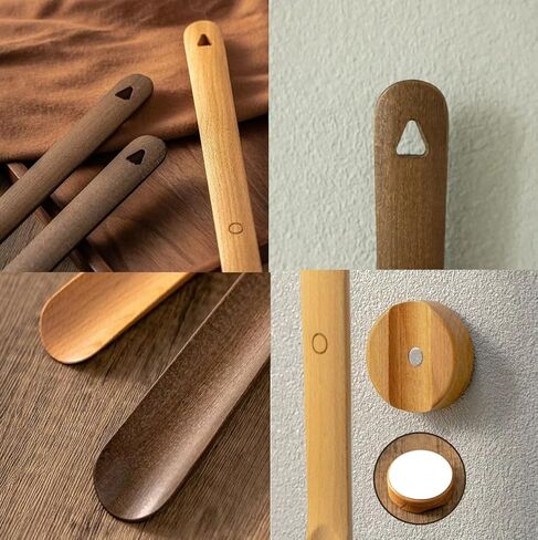 Omana Wooden Long Shoe Horn 30-75cm/11-29 Magnetic Base Ergonomic Shoehorn Lazy Helper for Tall Elderly Seniors Pregnant Support Slim Smooth Beachwood Handle Spoon Tongue (3-Pack) in Kuwait