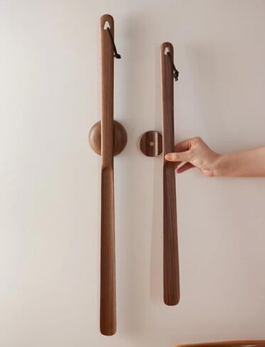 Omana Wooden Long Shoe Horn 30-75cm/11-29 Magnetic Base Ergonomic Shoehorn Lazy Helper for Tall Elderly Seniors Pregnant Support Slim Smooth Beachwood Handle Spoon Tongue (3-Pack) in Kuwait