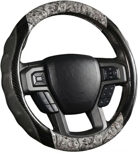 Large Truck Steering Wheel Cover 15.5-16 Inch for F150 F250 F350, Ram 1500 2500 & Tundra. Wood Grain Carbon Fiber Anti-Slip Grip. Heavy Duty Pickup Accessories, Breathable & Durable Protector (Red) in Saudi Arabia