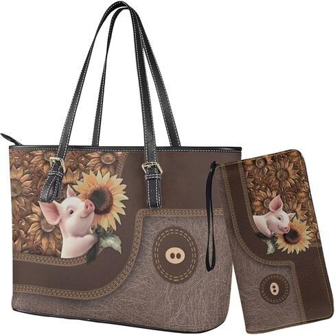Lotusorchid Tote Top Handle Bag with Wallet Set, Women Tote Handbags Satchel Purse with Wallet for Travel in Saudi Arabia