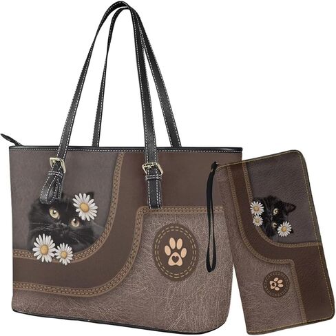 Lotusorchid Tote Top Handle Bag with Wallet Set, Women Tote Handbags Satchel Purse with Wallet for Travel in Saudi Arabia