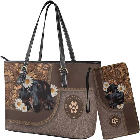 Lotusorchid Tote Top Handle Bag with Wallet Set, Women Tote Handbags Satchel Purse with Wallet for Travel in Saudi Arabia