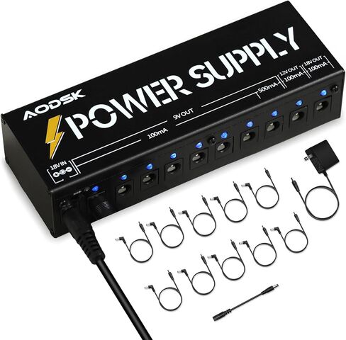 AODSK Guitar Pedal Power Supply Adapter,Guitar Pedal Power Supply Adapter 9V DC 1A,5 Way Daisy Chain Cables in Saudi Arabia