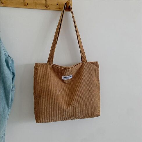 Corduroy Tote Bag for Women,Zipper Casual Tote's Handbag Big Capacity Shoulder Bag with Purse in Saudi Arabia