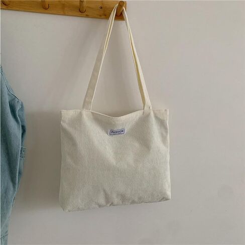 Corduroy Tote Bag for Women,Zipper Casual Tote's Handbag Big Capacity Shoulder Bag with Purse in Saudi Arabia