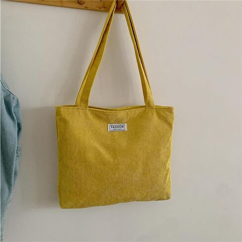 Corduroy Tote Bag for Women,Zipper Casual Tote's Handbag Big Capacity Shoulder Bag with Purse in Saudi Arabia