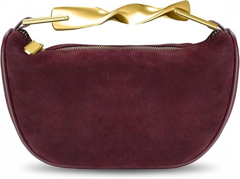 حقيبة يد عصرية من جلد الغزال الصناعي للنساء، حقيبة هوبو كلاسيكية على شكل هلال بمقبض كروس وحقيبة كتف لطيفة مع حزام in Kuwait