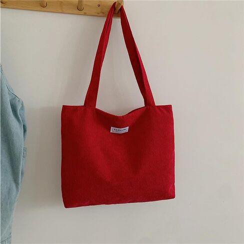 Corduroy Tote Bag for Women,Zipper Casual Tote's Handbag Big Capacity Shoulder Bag with Purse in Saudi Arabia