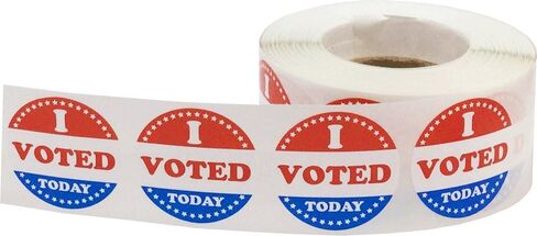 I Voted Today Adhesive Stickers, Patriotic Red, White, and Blue Design, 1" Inch Round, 500 Labels per Roll - Celebrate Voter Engagement on Election Day in Saudi Arabia