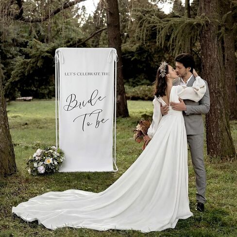 Yousoontic Bride to Be Linen Rustic Bridal Shower Welcome Banner Plain Ceremony Banner with Satin Ribbon and Retaining Clip for Ceremony, Arch, Reception Backdrop in Saudi Arabia