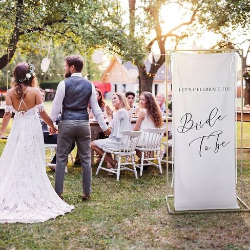 Yousoontic Bride to Be Linen Rustic Bridal Shower Welcome Banner Plain Ceremony Banner with Satin Ribbon and Retaining Clip for Ceremony, Arch, Reception Backdrop in Saudi Arabia