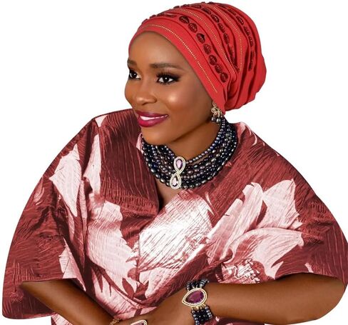 Womens Fashion African Turban Cap Lady Head Wraps Nigeria Wedding Auto Party Headgear in Saudi Arabia