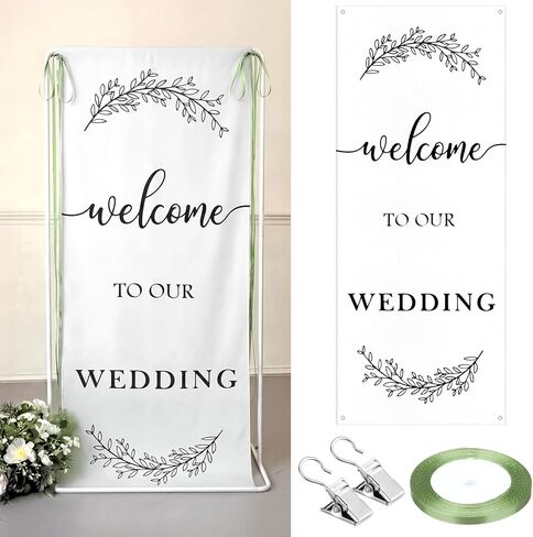 Yousoontic Bride to Be Linen ريفي دش الزفاف لافتة ترحيب لافتة حفل عادية مع شريط من الساتان ومشبك للاحتفاظ بالحفل، والقوس، وخلفية الاستقبال in Saudi Arabia