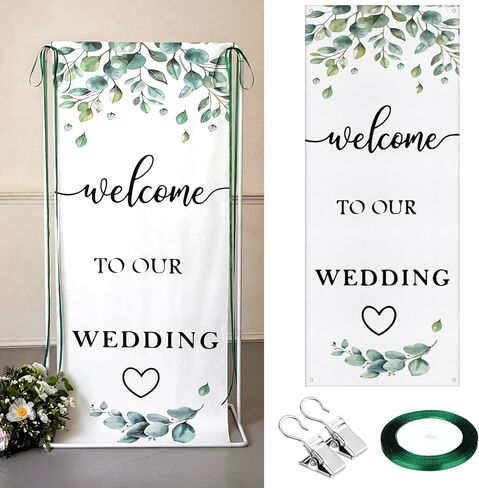 Yousoontic Bride to Be Linen Rustic Bridal Shower Welcome Banner Plain Ceremony Banner with Satin Ribbon and Retaining Clip for Ceremony, Arch, Reception Backdrop in Saudi Arabia
