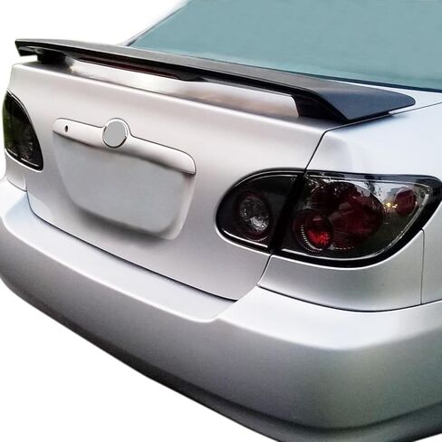 Trunk Spoiler Compatible with 2003-2008 Toyota Corolla, Factory Style ABS Matte Black with Brake Light Trunk Boot Lip Spoiler Wing Deck Lid by IKON MOTORSPORTS, 2004 2005 2006 2007 in Saudi Arabia