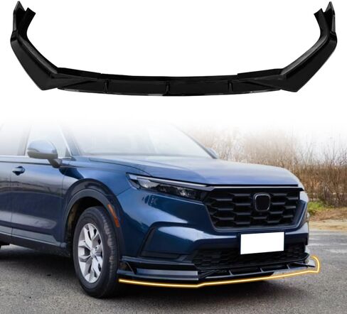 ممتص الصدمات الأمامي للشفاه، متوافق مع 2023-2026 Honda Cr-V EX EX-L LX (غير مناسب هجين)، PP لامع أسود على طراز Ikon Style Add-on Front Splitter Air Dam Chin Protector، 3 قطع in Kuwait