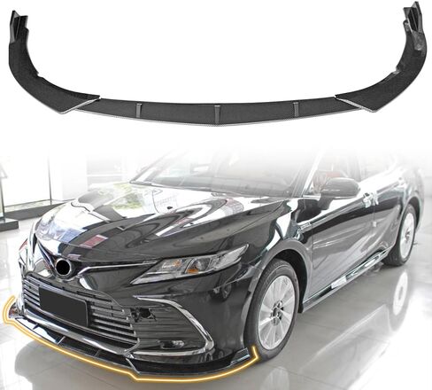 Front Bumper Lip Spoiler, Compatible with 2021-2024 Toyota Camry LE/XLE/Hybrid LE/Hybrid XLE, PP Gloss Black Ikon Style Add-on Front Splitter Air Dam Chin Protector, 3 Pieces in Kuwait