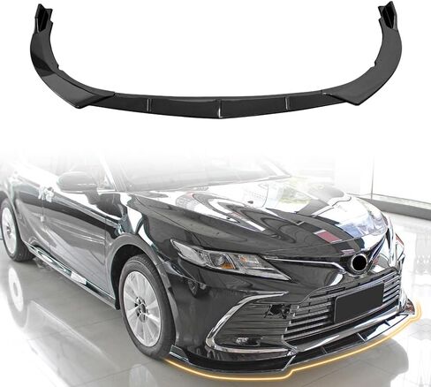 Front Bumper Lip Spoiler, Compatible with 2021-2024 Toyota Camry LE/XLE/Hybrid LE/Hybrid XLE, PP Gloss Black Ikon Style Add-on Front Splitter Air Dam Chin Protector, 3 Pieces in Saudi Arabia
