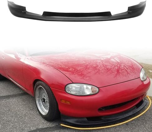Front Bumper Lip Spoiler, Compatible with 1999-2000 Mazda Miata Coupe, PU Unipainted Black GV Style Add-on Front Splitter Air Dam Chin Protector in Kuwait