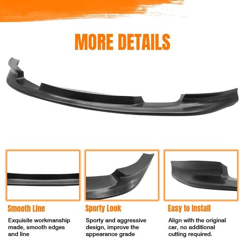 Front Bumper Lip Spoiler, Compatible with 1999-2000 Mazda Miata Coupe, PU Unipainted Black GV Style Add-on Front Splitter Air Dam Chin Protector in Kuwait