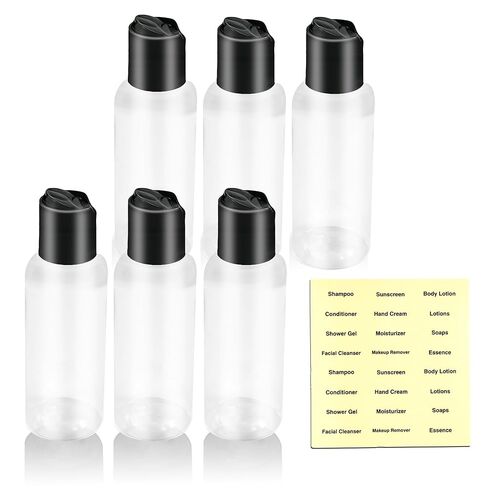 6 Pack Travel Bottles for Toiletries, 3.4oz Travel Shampoo Bottles Leak-Proof Tsa Approved Travel Size Bottle for Shampoo Conditioner and Body Wash, Clear Bottle Body in Kuwait