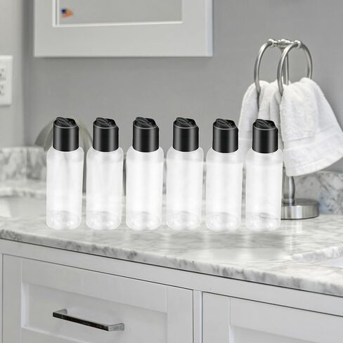 6 Pack Travel Bottles for Toiletries, 3.4oz Travel Shampoo Bottles Leak-Proof Tsa Approved Travel Size Bottle for Shampoo Conditioner and Body Wash, Clear Bottle Body in Kuwait