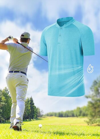 Men's Tennis Shirts Golf Polo Quick Dry Lightweight Casual Short Sleeve Henley Shirt UPF 50+ in Saudi Arabia