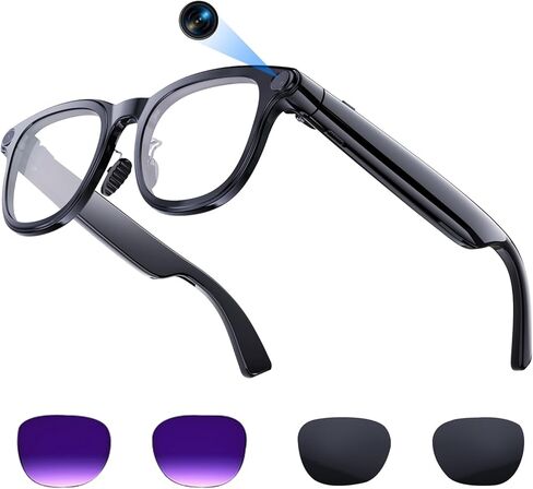 Smart Glasses,Wireless Bluetooth Sunglasses,Built-in Mic & Speakers, Voice Assistant, UV Protection Audio SunGlass (White) in Saudi Arabia