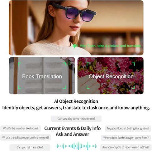 Smart Glasses,Wireless Bluetooth Sunglasses,Built-in Mic & Speakers, Voice Assistant, UV Protection Audio SunGlass (White) in Saudi Arabia