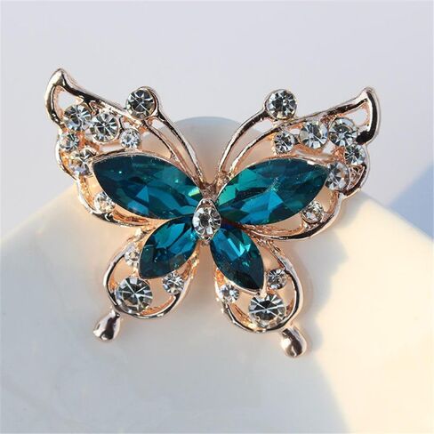 Brooch Rhinestone Wedding Crystal Sweater Alloy Butterfly for Women Blue in Saudi Arabia