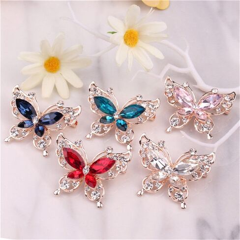 Brooch Rhinestone Wedding Crystal Sweater Alloy Butterfly for Women Blue in Saudi Arabia
