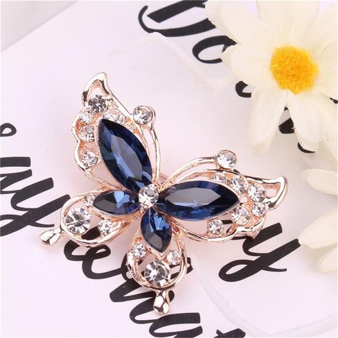Brooch Rhinestone Wedding Crystal Sweater Alloy Butterfly for Women Blue in Saudi Arabia