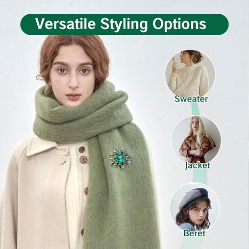 بروش أخضر دبابيس زهرة كريستال عتيقة للنساء دبابيس أنيقة كبيرة ودبوس إكسسوارات عصرية معطف نسائي للمجوهرات وحفلات الزفاف in Kuwait