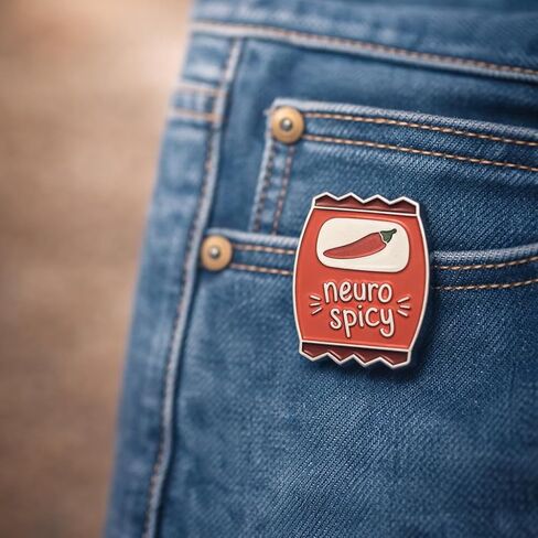 Autism Acceptance Pin - Spicy Snack Enamel Pins with Neurospicy,Funny Brooch for Backpacks, Jackets,Hats. ADHD Awareness Brooches Gifts for Humorous Neurodivergent Pride and Ally. in Kuwait