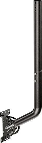 Universal Adjustable TV Antenna Mount, J-Mount Solid Mast (1.38'' x 24'' Pole) for Long Wall, Eave, Roof Mounting, Iron Paint Heavy Duty Pivot Mounting Bracket and Hardware Included, Black in Kuwait