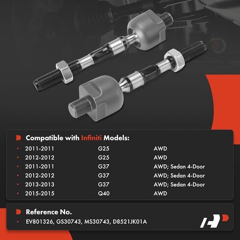 A-Premium 2 x Front Inner Tie Rod Ends, Compatible with Infiniti G37 2011-2013, Q40 2015, G25 2011-2012, AWD Only in Saudi Arabia
