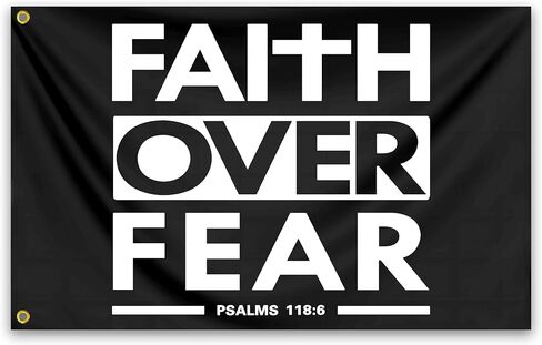 الإيمان على الخوف العلم 3x5 قدم الكتاب المقدس الآية العلم المسيحي البوليستر مع الحلقات النحاسية اللياقة البدنية تحفيزية للمنزل صالة الألعاب الرياضية كلية النوم غرفة مكتب جدار راية ديكور in Kuwait