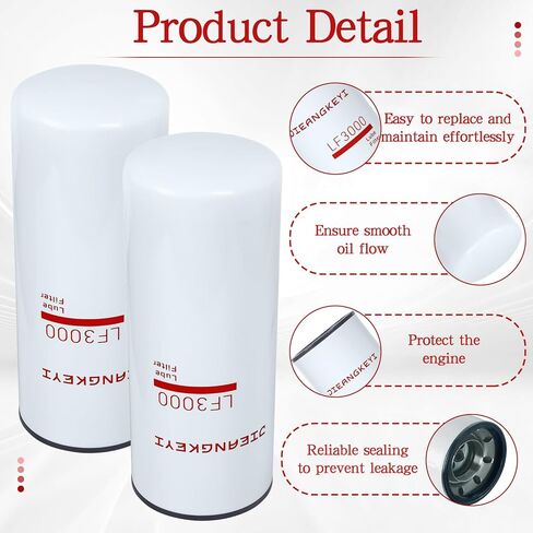 2 Pack LF3000 Oil Lube Filter Compatible with Cummins ISL 9.0L, ISC 8.3L, N14, M11 Diesel Engines, Replaces 3318853, 3825970, P553000, 51748 in Saudi Arabia