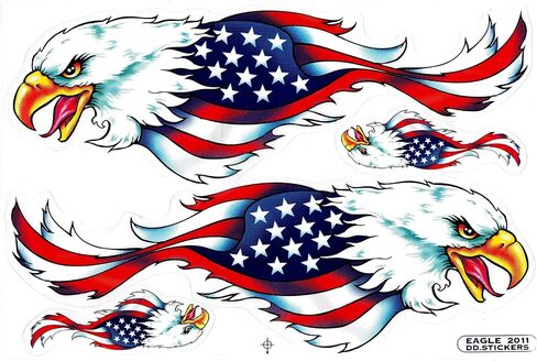 "5 Sheets" Bald Eagle USA United States of America Flag Sticker Car Racing Motocross Decal Motorcycle Truck Graphic Hawk Falcon Logo Bicycle Bike Stickers in Saudi Arabia