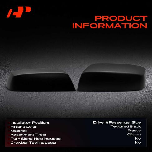 A-Premium 2 PCS Driver and Passenger Side Rearview Mirror Covers Caps - Compatible with Chevrolet Silverado 1500 LD 2019 & GMC Sierra 1500 2500 HD - Textured Black, Without Turn Signal Hole in Saudi Arabia