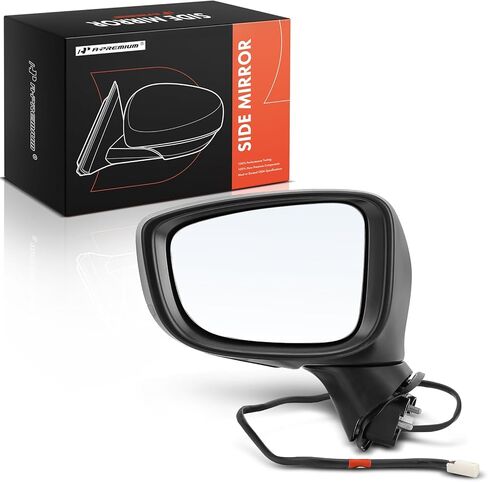A-Premium Driver Side Power Door Mirror - Compatible with Mazda 3 2017-2018, 3 Sport 2017-2018 - Non-Heated, Manual Folding Black Outside Rear View Mirror - Replace# BABF-69-181A in Saudi Arabia