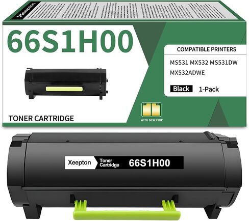 خرطوشة حبر سوداء 66S1H00 (مع رقاقة) معاد تصنيعها لحبر Lexmark MS531 66S1H00 لطابعة MS531 MX532 MS531dw MX532adwe، عبوة واحدة in Kuwait