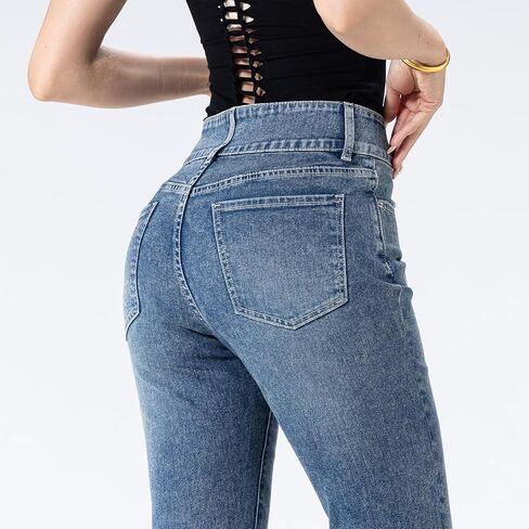Women's Wide Leg Flare Jeans,High Waisted Baggy Stretch Denim Pants in Saudi Arabia