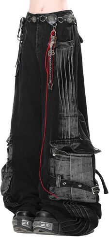 Harajuku Y2K Gothic High Waist Wide Leg Star Jeans Vintage Fashion Gradual Pleated Design Baggy Denim Pants in Kuwait