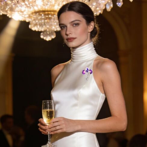 Luxury Purple Iris Flower Enamel Brooch - Sparkling Rhinestone Floral Lapel Pin, Elegant Flower Jewelry for Women, Wedding Formal Business Suit Dress Corsage Accessory, Gift for Her in Saudi Arabia