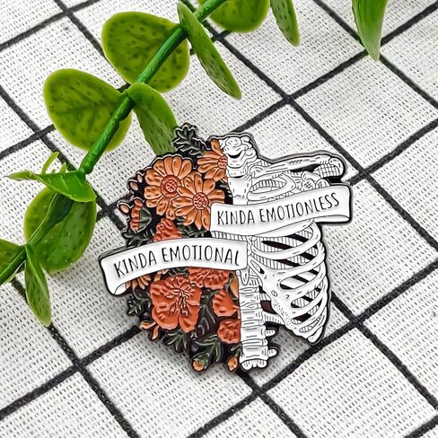 Kinda Emotional, Kinda Emotionless Pin - Gothic Series - Enamel Lapel Pin - Plated Badge for Clothing, Bags, and Lanyards in Saudi Arabia