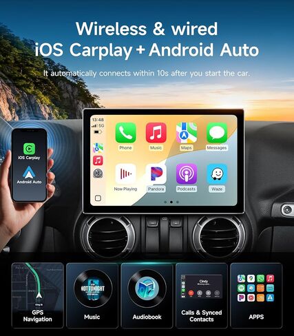 11.5 بوصة 8Core Car Radio Radio Presconse لجيب Wrangler JK Compass Grand Cherokee Dodge Ram مع Android12/Carplay/Android Auto/5G WiFi/HD Touchscreen/GPS Cameraging/HD Camera in Kuwait