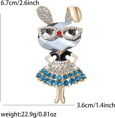 Rhinestone Rabbit Brooch Pin for Women Dainty Crystal Lady Rabbit Brooch Fashion Crystal Bunny Animal Brooches Graduation Souvenir Gift in Saudi Arabia