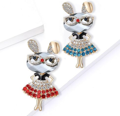Rhinestone Rabbit Brooch Pin for Women Dainty Crystal Lady Rabbit Brooch Fashion Crystal Bunny Animal Brooches Graduation Souvenir Gift in Saudi Arabia
